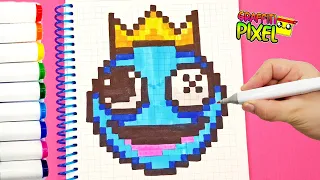 Рисунки по клеточкам  РАДУЖНЫЕ ДРУЗЬЯ 3 😉 БЛЮ  ! Pixel art 😉 rainbow friends BLUE