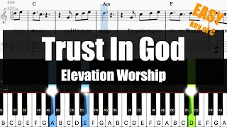 🎹Elevation Worship - Trust In God (Key of C) | Sheet + Lyrics + Chords Piano Easy Tutorial🎹