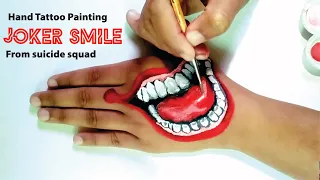 joker hand tattoo drawing | joker smile | poster color