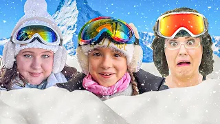 Ruby and Bonnie Learn to Ski in the Swiss Alps - Winter Snow Story for kids