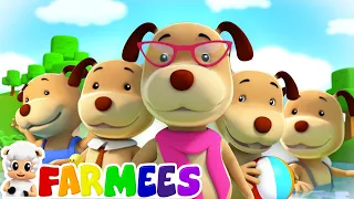 Five little Dogs | Nursery Rhymes & Children Songs | Animal Cartoon | Farmees