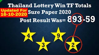 16-10-2020 Thailand Lottery Win TF Totals Sure Paper 2020