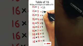 Table of 16 - Easiest and Fastest way to remember table of 16 #table #shorts #tables