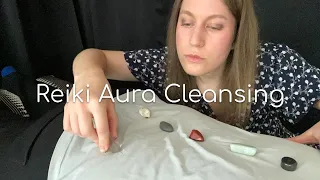 Reiki Aura Energy Cleansing with Gemstones and Plucking [Real Person ASMR]