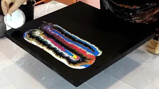 Rainbow Mountains I Split Cup Acrylic Pour with Primary Colours I Abstract Landscape I Fluid Art