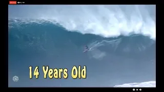14 Years Old boy Surfs Jaws Big Barrel Ride 26/11/2018