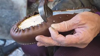 Sophisticated work! The process of making custom handmade hiking boots