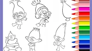 Baby coloring TROLLS Cartoon coloring book Videos for kids. Videos for toddlers.