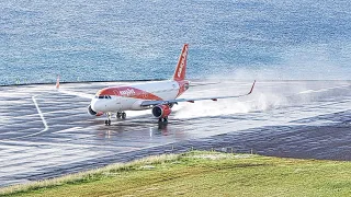 2X WET RUNWAY TAKEOFF Easyjet A320 at Madeira Airport