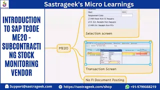 Introduction to SAP TCode ME2O - Subcontracting Stock Monitoring Vendor || Sastrageek Micro Learning