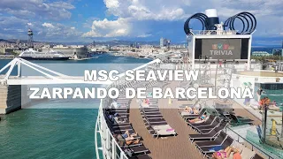 MSC Seaview zarpando de Barcelona