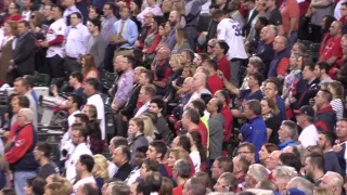 Hunter Hayes sings the national anthem in World Series Game 6 in Cleveland.