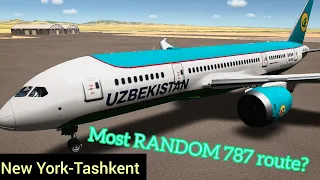 The most RANDOM 787 route? | New York (KJFK) to Tashkent (UTTT) | Uzbekistan Airways B787-8 | RFS