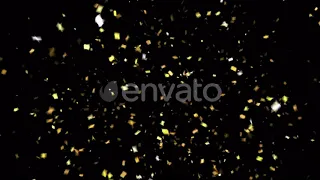 Golden Confetti Party Popper Explosions on a Black Backgrounds | Motion Graphics - Envato elements