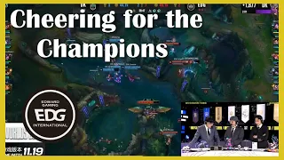 Chinese Crowd + Casters react to EDG Game 5 World Finals