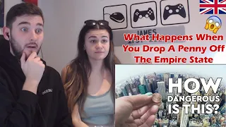 British Couple Reacts to What Happens When You Drop A Penny Off The Empire State Building? DEBUNKED