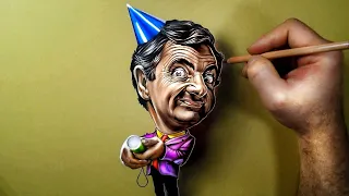 Mr Bean birthday, how to draw mister Bean, 3d drawing