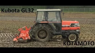 Kubota GL-32 японский трактор с фрезой от Kotamoto , пахота на осень