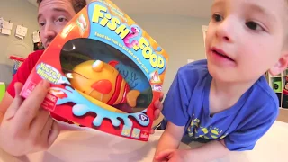 Father & Son PLAY FISH FOOD! / Feed Him Worms!!!??