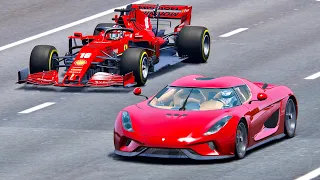 Ferrari F1 2020 vs Koenigsegg Regera - Drag Race 20 KM