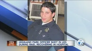 Highland Park officer shot in leg during raid