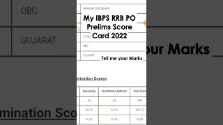 My IBPS RRB PO Prelims 2022 Score Card 😎
