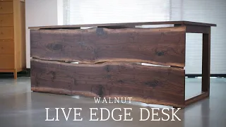 SQUARERULE FURNITURE - Making a Walnut Live Edge Desk - dovetail joint