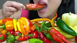 ** ASMR PEPPER PLATTER ** Crunchy Eating Sounds | Spicy + Mild Peppers | ASMR Phan