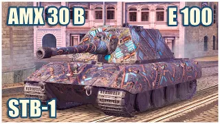 E 100, STB-1 & AMX 30 B • WoT Blitz Gameplay