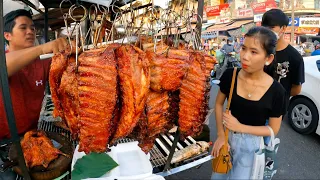 Most Popular Cambodian street food, Tasty Roasted Duck, Pork ribs & Fish in Phnom Penh 2023