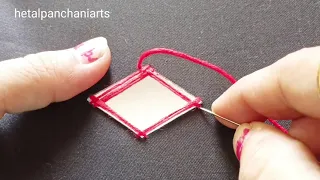 Diy : diamond shape mirror work tutorial ll hand embroidery work ll navratri special mirror work ll