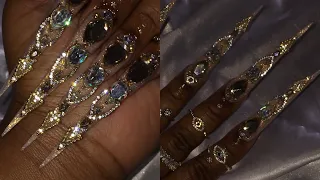LUXURY BLINGED OUT SCULPTED STILETTO NAILS ✨💎 |  ACRYLIC NAIL TUTORIAL + Q&A CONTINUED