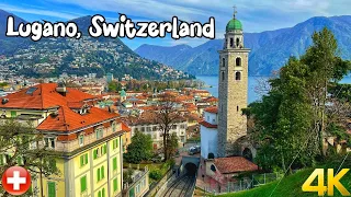 Lugano, Switzerland Walking tour 4K - The most beautiful Swiss cities - A Fairytale city