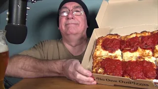 ASMR Eating New Pizza Hut Detroit Style Double Pepperoni Pizza