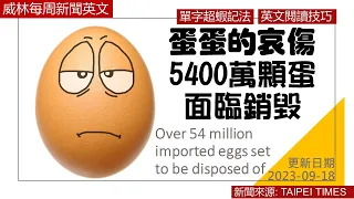 [10分鐘搞定英文閱讀- 看新聞學英文] 蛋蛋的哀傷   5400百萬顆蛋面臨銷毀  (2023-9-18 更新)  #時事英文 #英文閱讀 #英文單字