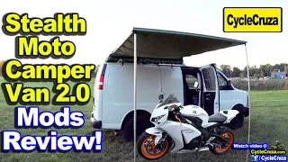 Tiny House Camper Van 2.0 Mods Review (Carries Motorcycle Inside!)