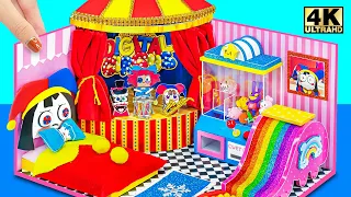 Buiding 🎪 DIGITAL CIRCUS Miniature House with Rainbow Slide, Claw Machine from Cadboard and Clay