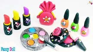 Play Doh Makeup Set Cosmetic l How to Make Glitter Eyeshadow, Lipstick Video for Kids *Fancy Doll.