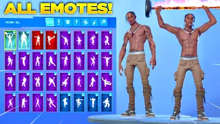 *NEW* TRAVIS SCOTT SKIN Showcase with All Fortnite Dances & Emotes! (Fortnite Travis Scott Skin)