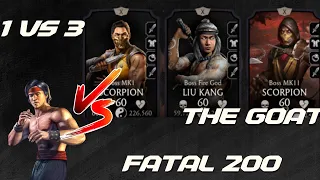 FATAL 200 Shirai Ryu Tower DESTROYED by Klassic Liu Kang 1 v 3! MK Mobile