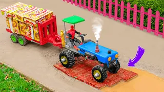 DIY TRACTOR is Stuck in the Mud with Parle-G Loading / tractor rescue video / BRICK HEAVY TRUCK diy