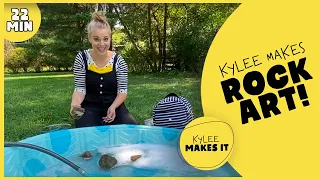 Kylee Makes Rock Art  | Rock Hunting and Painting Video for Kids, Learn Color Mixing, Children's Art