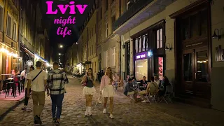 Walking in Lviv Nightlife (Львів Lwow ) Serbska Staroyevreyska Halytska Rohatyntsiv 2024 | Ukraine