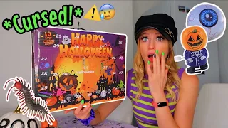 UNBOXING A *CURSED* MYSTERY HALLOWEEN FIDGET ADVENT CALENDAR!!😰👻 *24 MYSTERY BOXES!🎁💀😳*