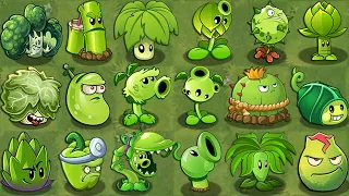 (Plants Vs Zombies 2) PvZ 2 All Green Plants MAX LEVEL Power Up & Challenge! vs Gargantuar Zombie