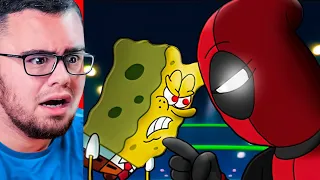 Reacting To SPONGEBOB vs DEADPOOL Rap Battle!!