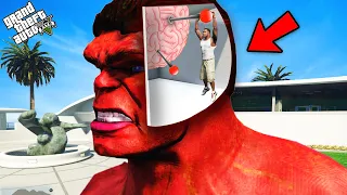 Franklin Enter In Red Hulk Head To Control Mind ! GTA V Avengers