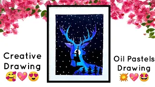 Wow...🤩😱💥Beautiful Creative Oil Pastels Drawing💥💖💃 Dancing Girl in Deer #shorts #namratart