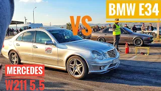 Mercedes W211 vs BMW e34 Гонки в Ингушетии 18.09.2021