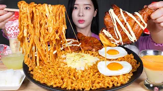 ASMR MUKBANG | MUST EAT COMBO ★ Spicy Carbo Chicken Noodles X3 & Jamaican style BBQ Chicken Legs